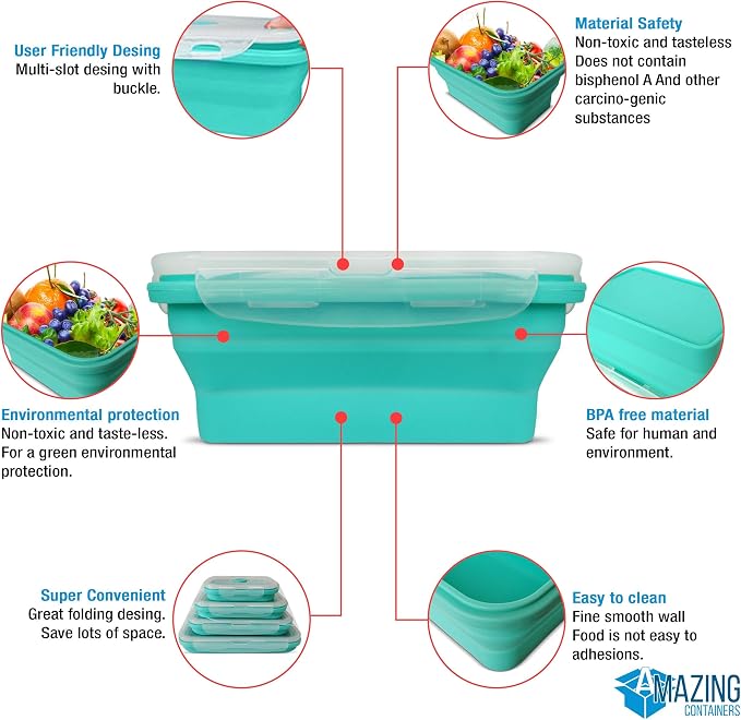 1200ml collapsible Silicone Food Storage Container